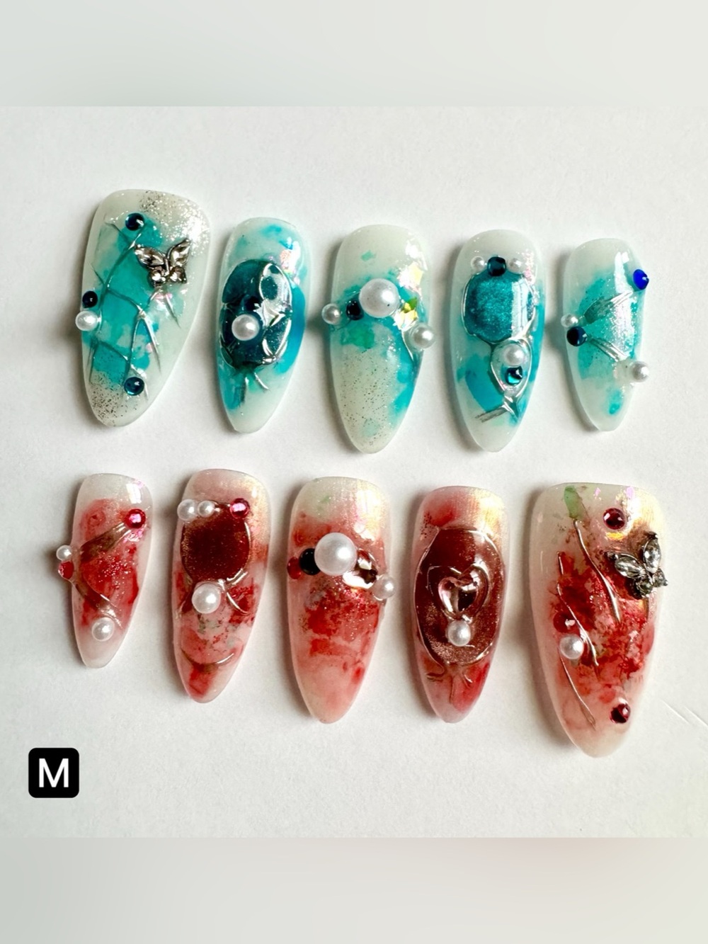 Abstract Blue & Pink Press-On Nails